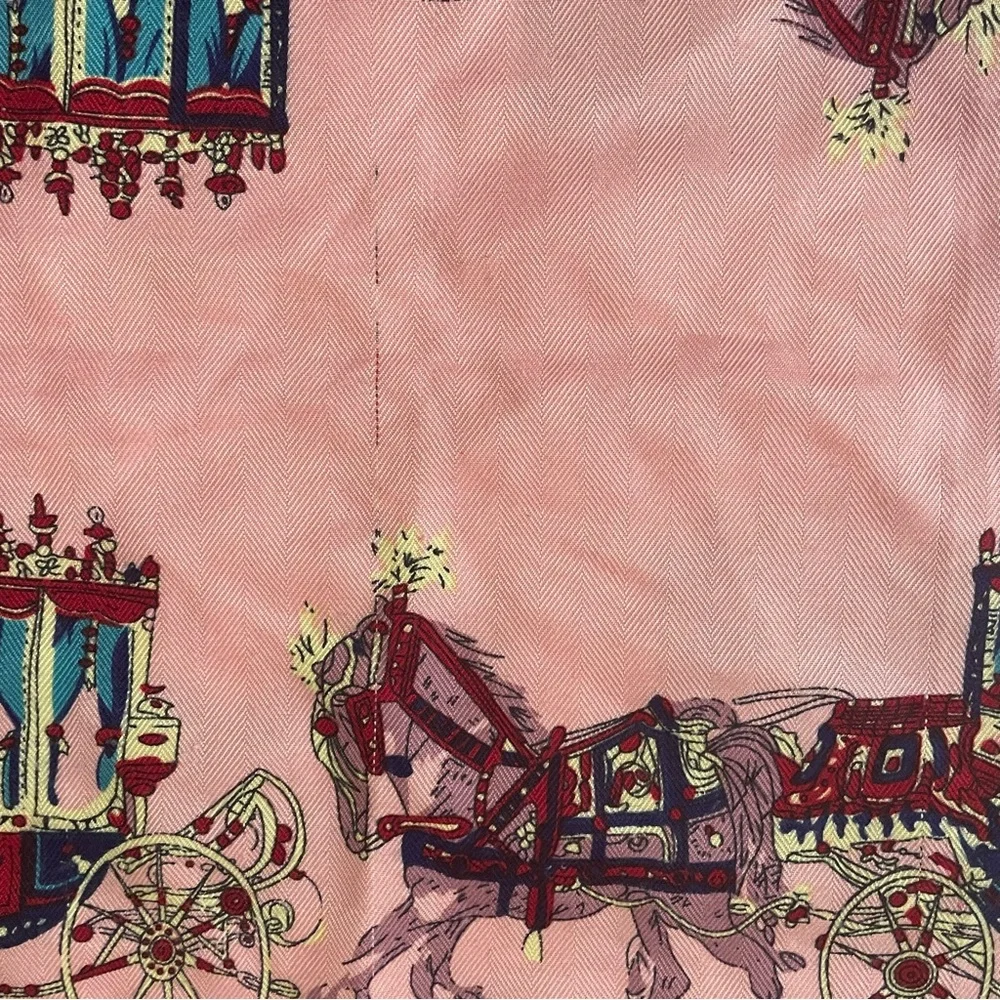 Vintage Rectangle Horse and carriage Themed Silk Blend Scarf DIY
